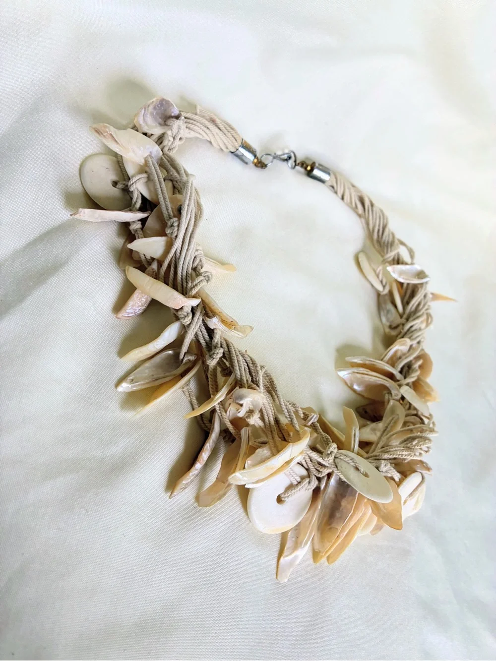 Boho Multi layered beaded necklace with beige beads